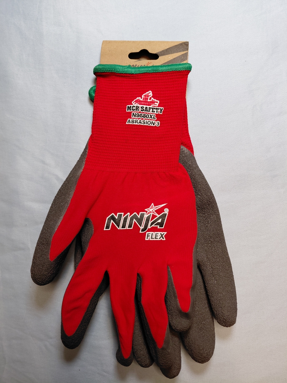 Extra Large Ninja Flex Red Work Gloves with Gray Palm
